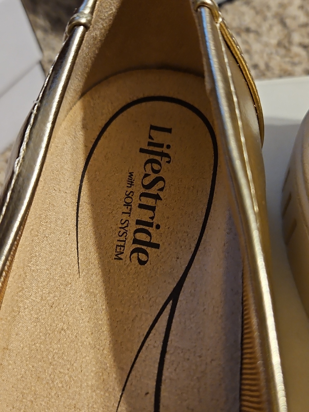 Life Stride Gold Metallic Slip-On Loafers for Women With Box - Picture 4 of 6